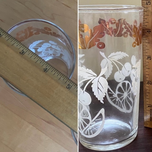 8 Vintage Federal Drinkware Glasses New in Box White Fruit Gold Leaf Design - Picture 8 of 12